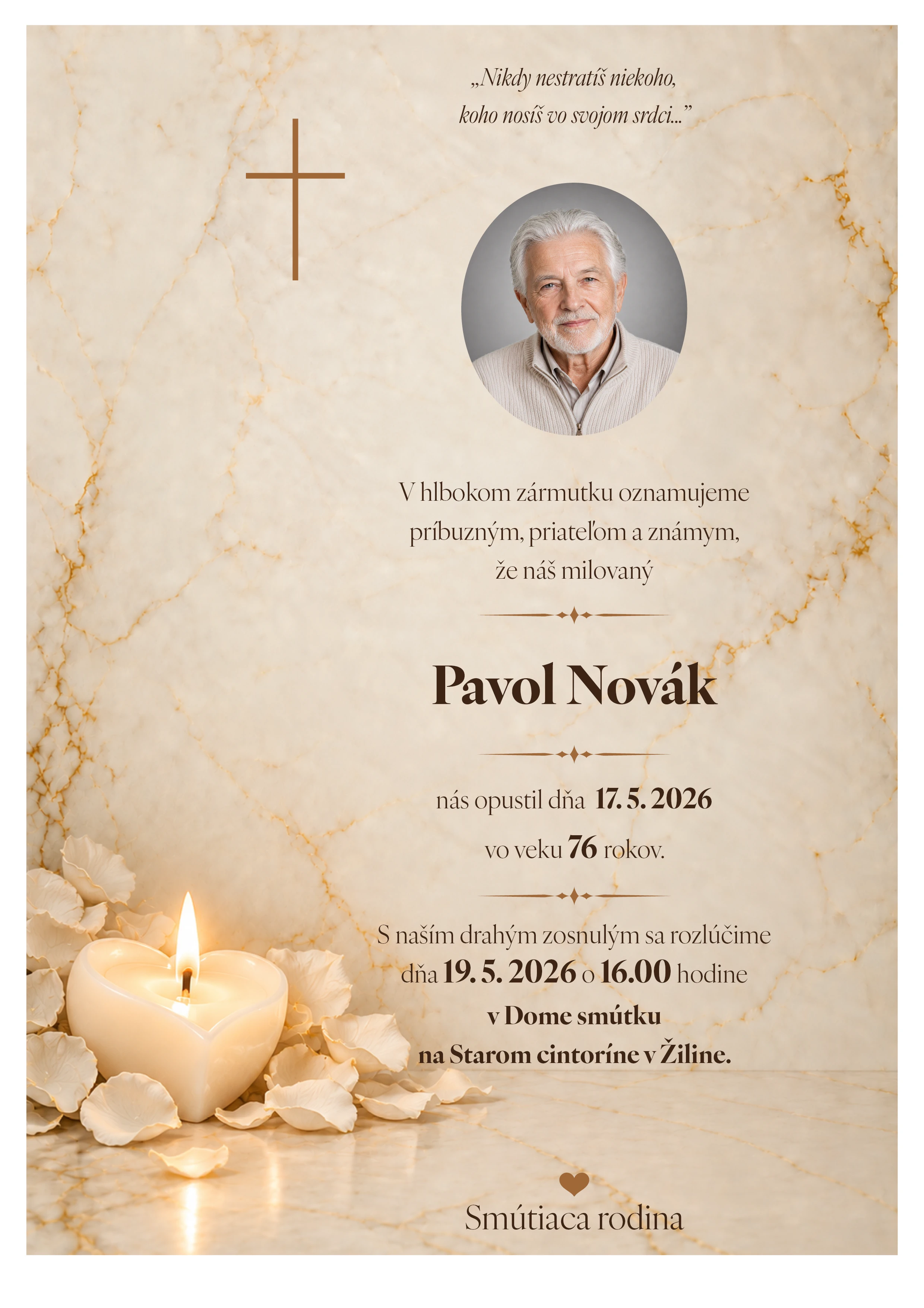Smútočné oznámenie 8 - pohrebné služby LAuK