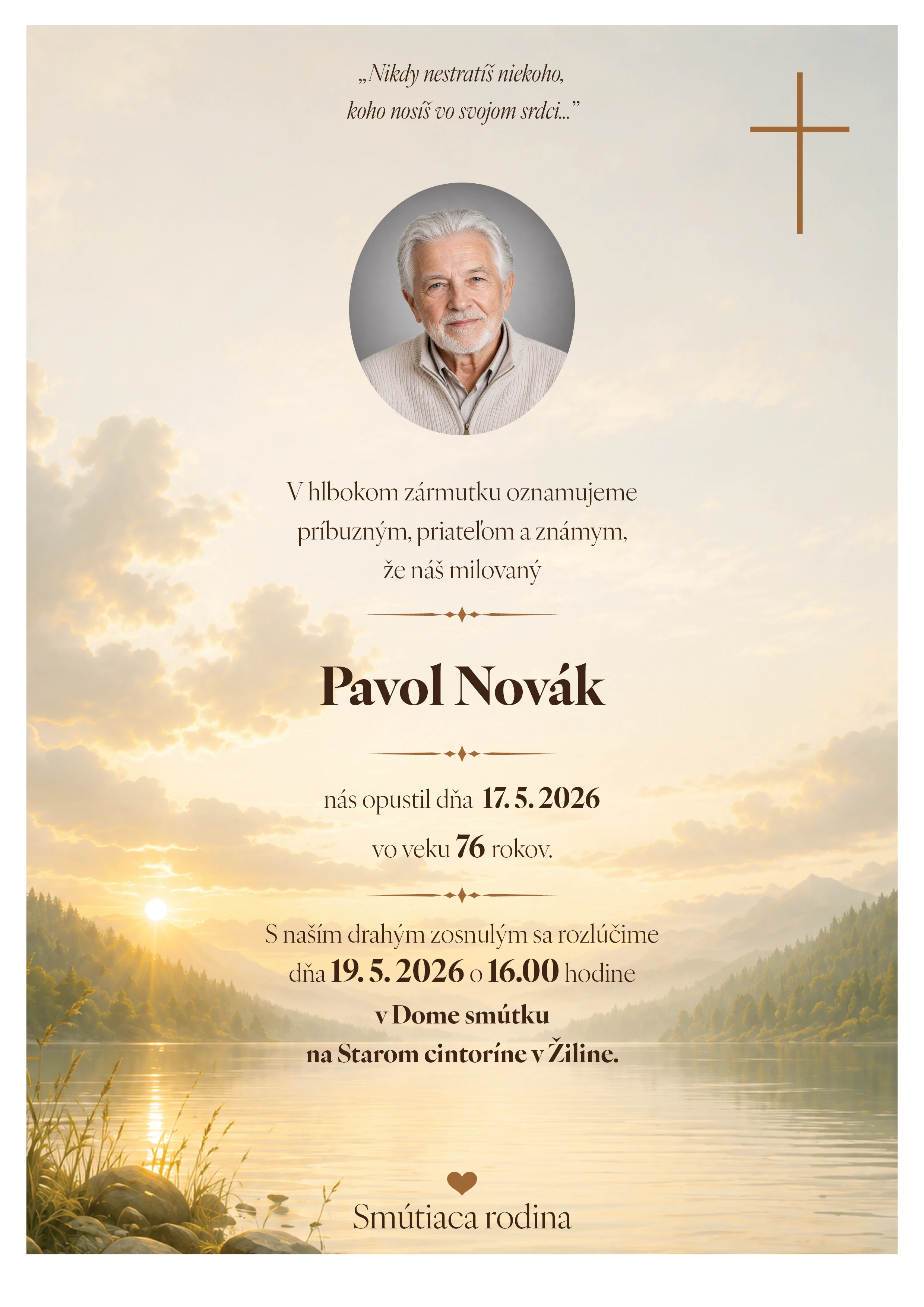 Smútočné oznámenie 15 - pohrebné služby LAuK