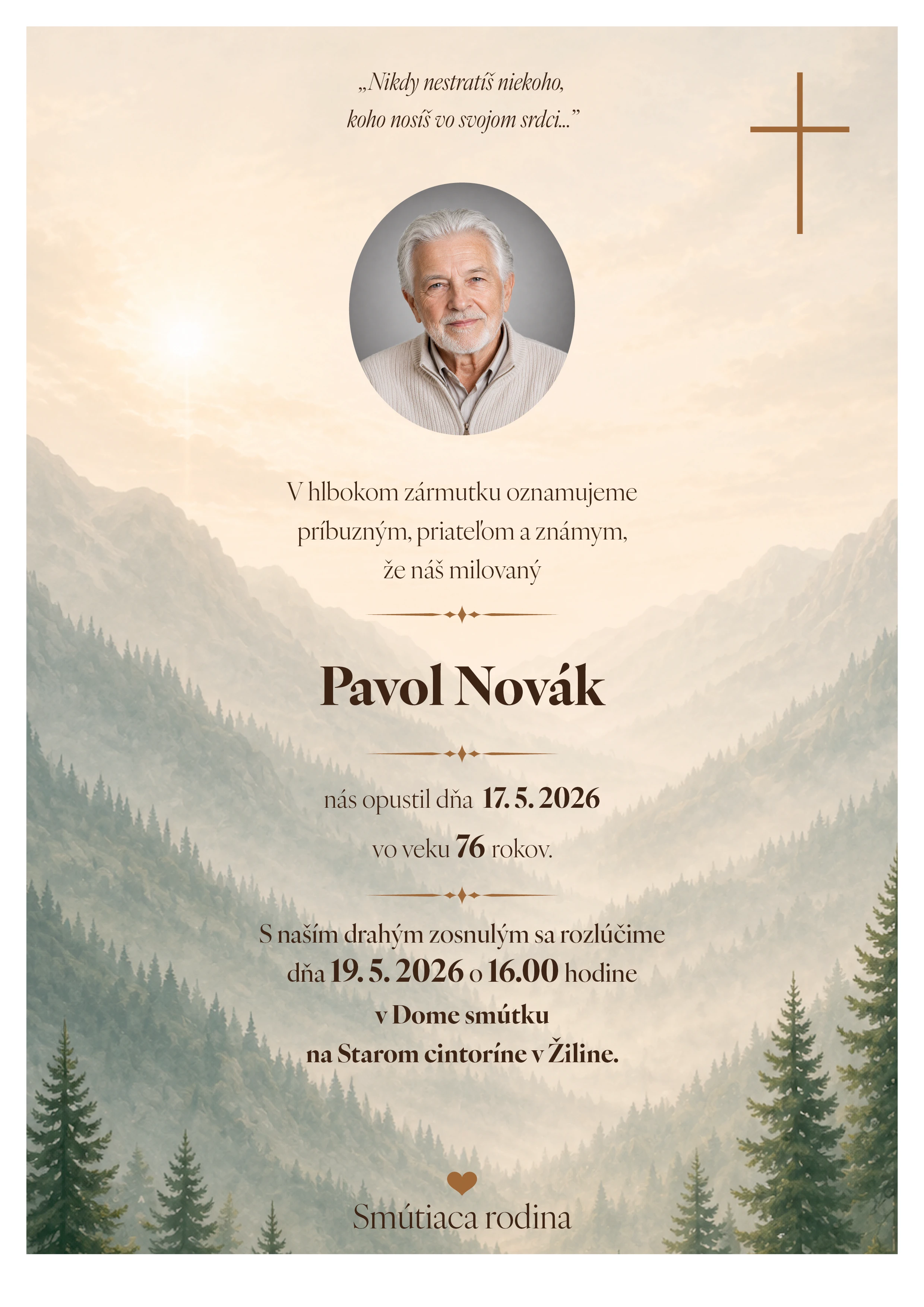 Smútočné oznámenie 17 - pohrebné služby LAuK