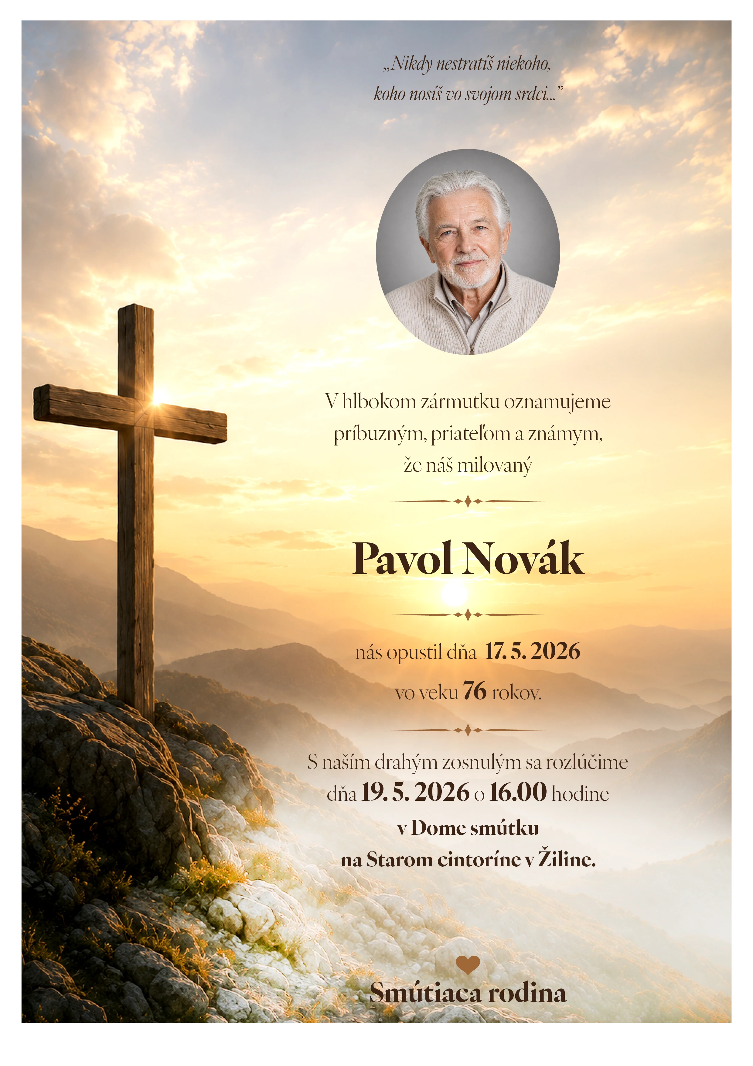 Smútočné oznámenie 23 - pohrebné služby LAuK