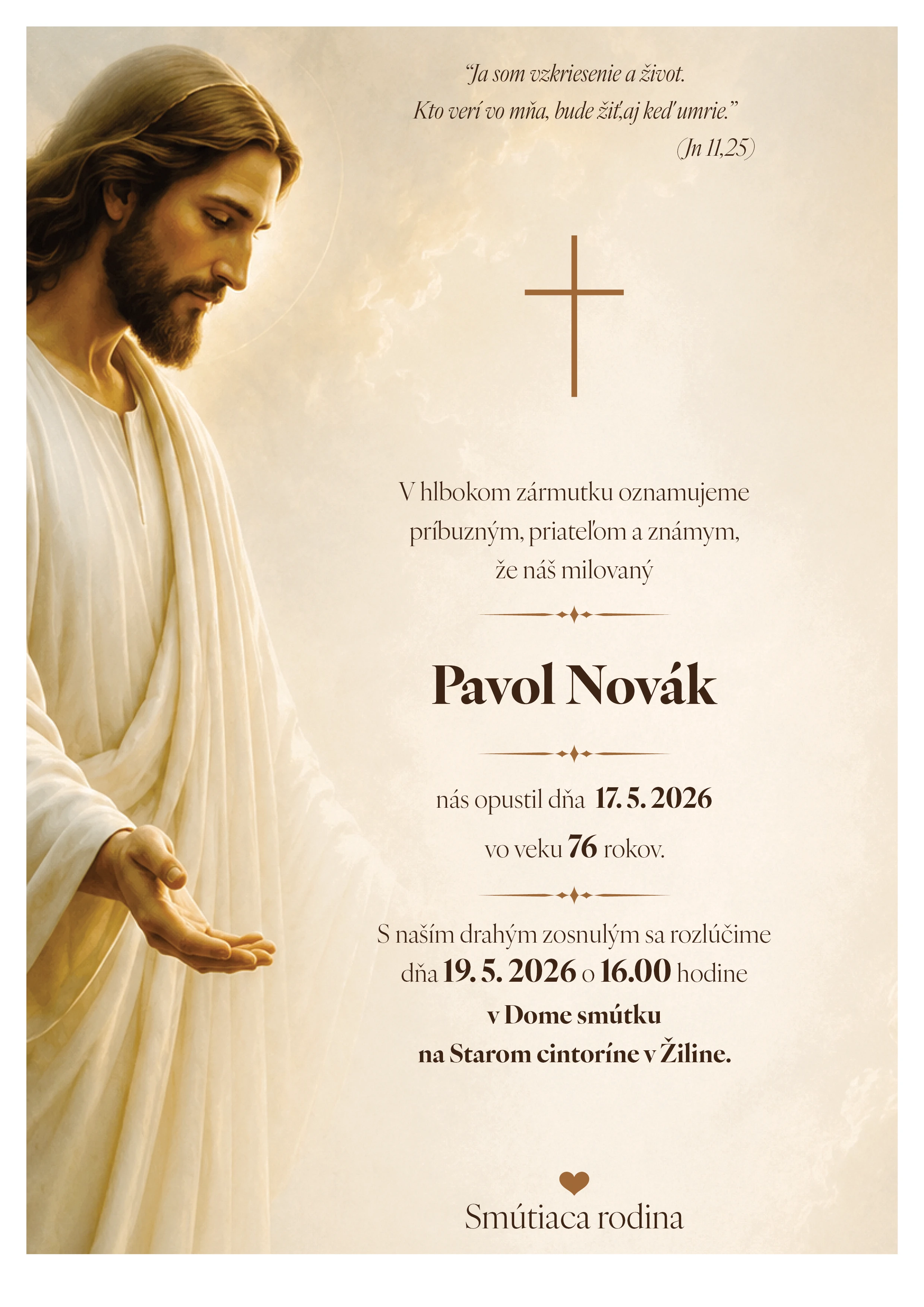 Smútočné oznámenie 26 - pohrebné služby LAuK