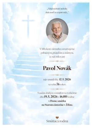 Smútočné oznámenie 1 - pohrebné služby LAuK