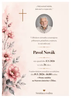 Smútočné oznámenie 3 - pohrebné služby LAuK