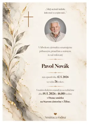 Smútočné oznámenie 5 - pohrebné služby LAuK