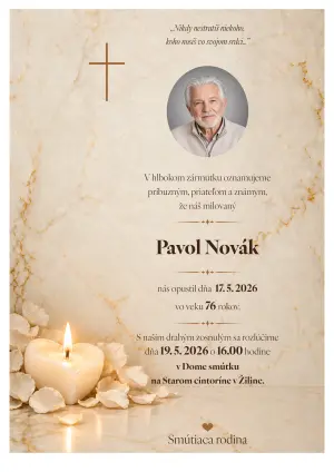 Smútočné oznámenie 8 - pohrebné služby LAuK