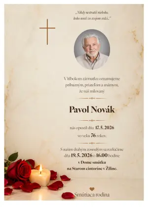 Smútočné oznámenie 9 - pohrebné služby LAuK