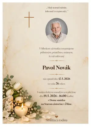 Smútočné oznámenie 10 - pohrebné služby LAuK