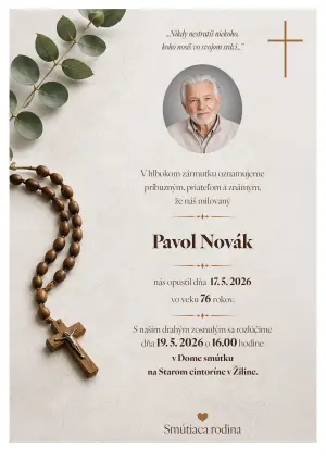 Smútočné oznámenie 12 - pohrebné služby LAuK