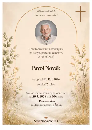 Smútočné oznámenie 13 - pohrebné služby LAuK