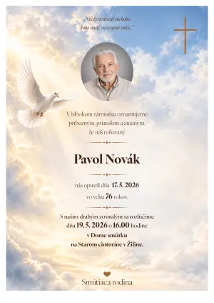Smútočné oznámenie 20 - pohrebné služby LAuK