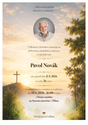 Smútočné oznámenie 21 - pohrebné služby LAuK