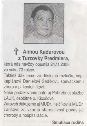Poďakovanie 331 - pohrebné služby LAuK