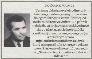 Poďakovanie 314 - pohrebné služby LAuK