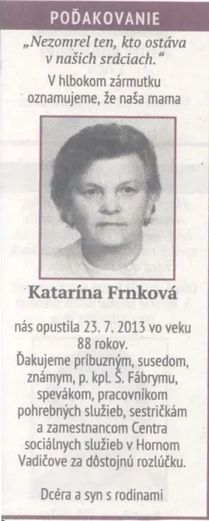 Poďakovanie 303 - pohrebné služby LAuK