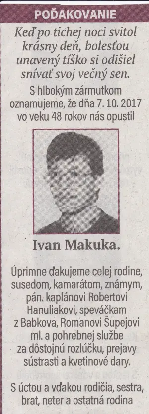 Poďakovanie 257 - pohrebné služby LAuK