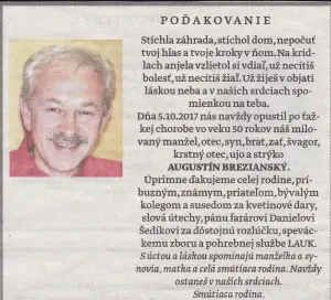 Poďakovanie 256 - pohrebné služby LAuK