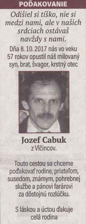 Poďakovanie 254 - pohrebné služby LAuK