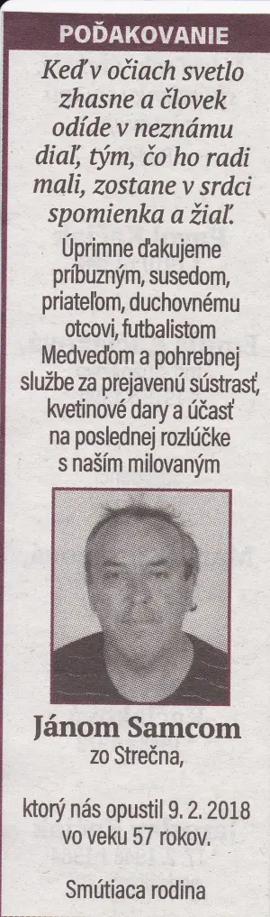 Poďakovanie 244 - pohrebné služby LAuK
