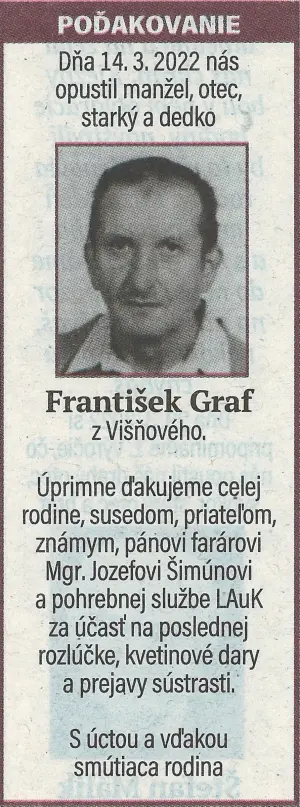 Poďakovanie 115 - pohrebné služby LAuK