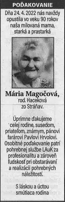 Poďakovanie 110 - pohrebné služby LAuK