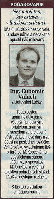 Poďakovanie 105 - pohrebné služby LAuK