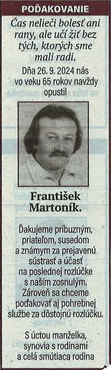 Poďakovanie 62 - pohrebné služby LAuK
