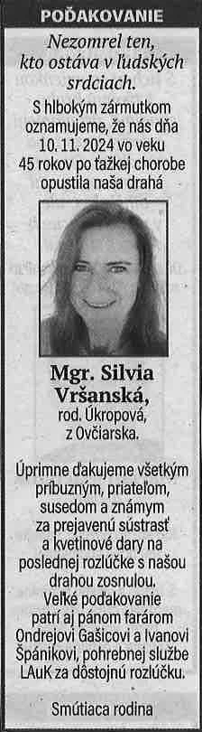 Poďakovanie 57 - pohrebné služby LAuK