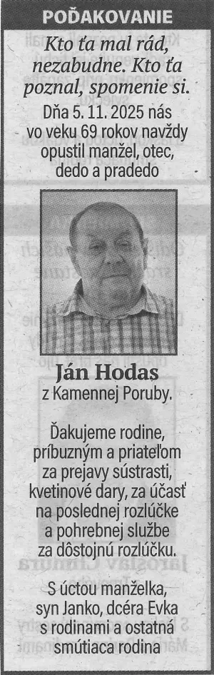 Poďakovanie 27 - pohrebné služby LAuK