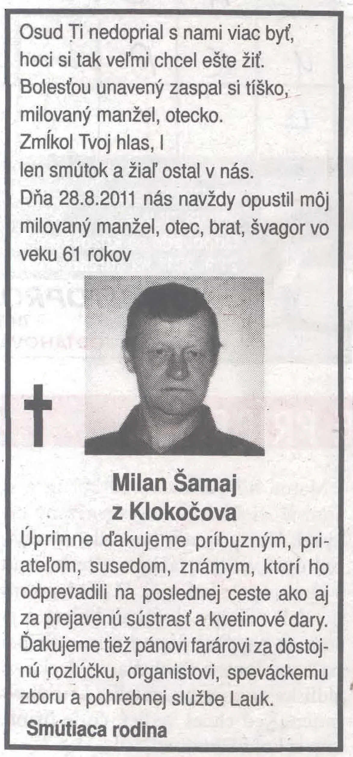 Poďakovanie 320 - pohrebné služby LAuK