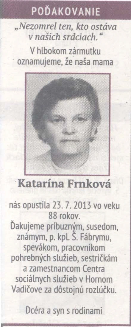 Poďakovanie 303 - pohrebné služby LAuK