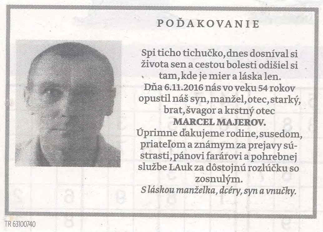Poďakovanie 276 - pohrebné služby LAuK