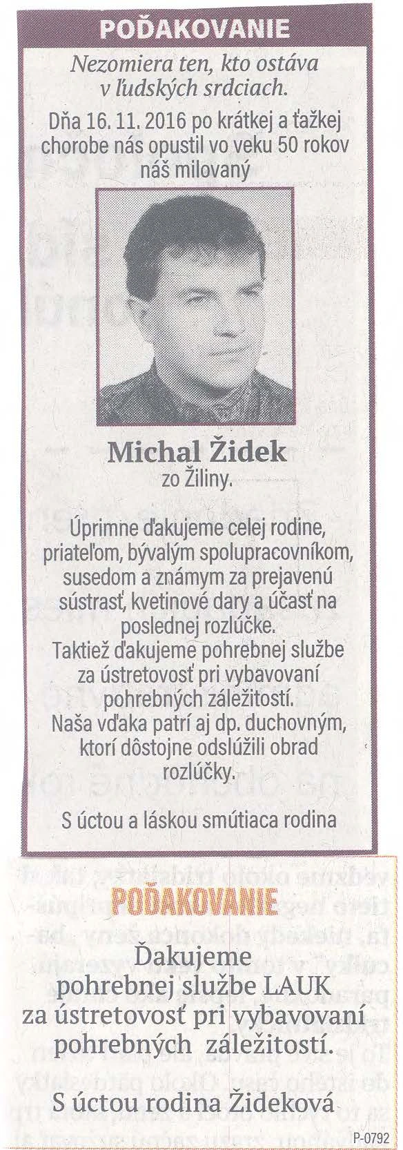Poďakovanie 274 - pohrebné služby LAuK