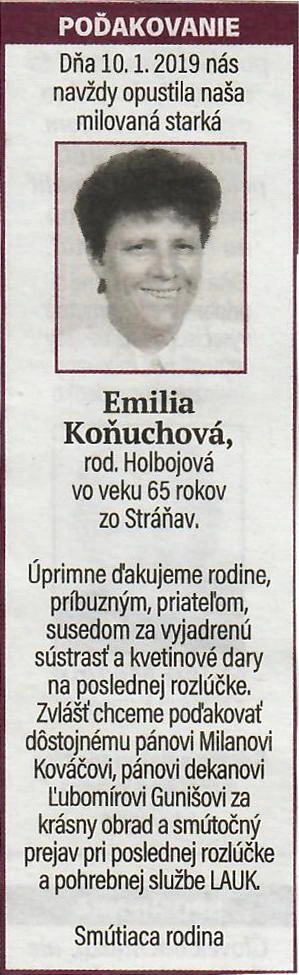 Poďakovanie 217 - pohrebné služby LAuK