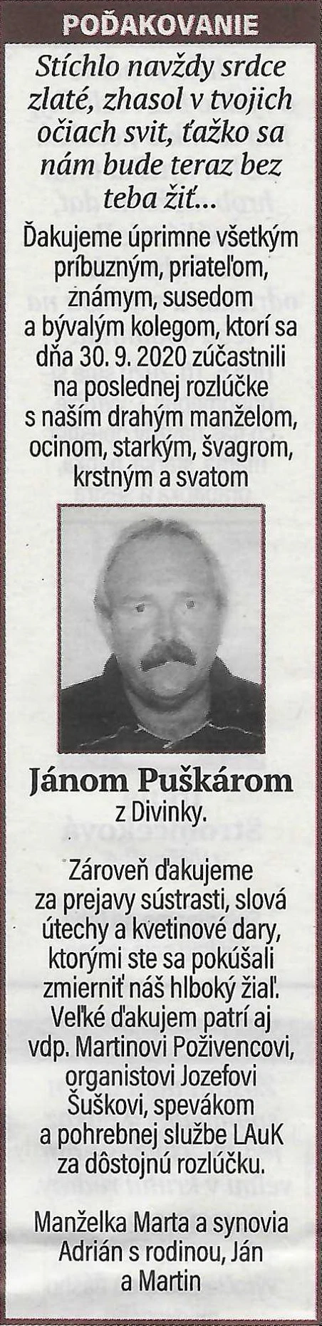 Poďakovanie 173 - pohrebné služby LAuK